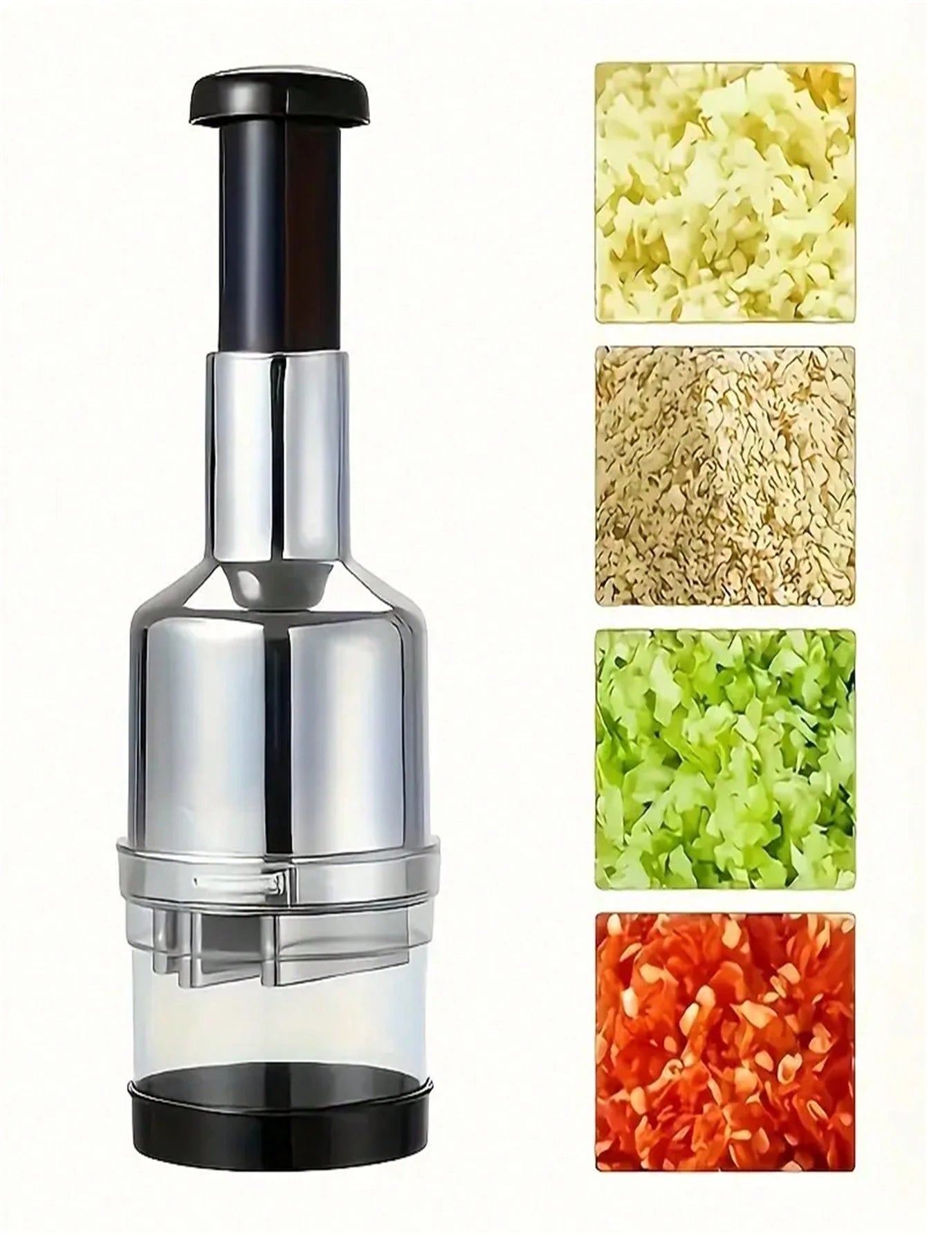 Multifunction Manual Veggie Chopper – Portable Onion, Garlic & Salad Slicer with Container