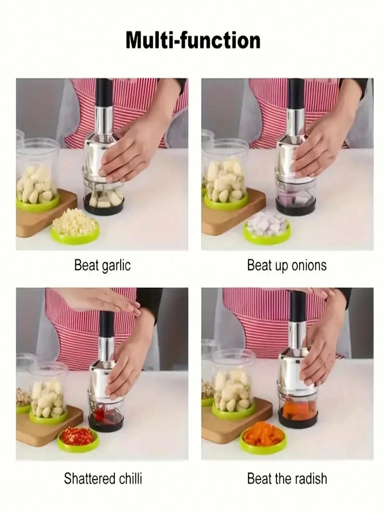 Multifunction Manual Veggie Chopper – Portable Onion, Garlic & Salad Slicer with Container