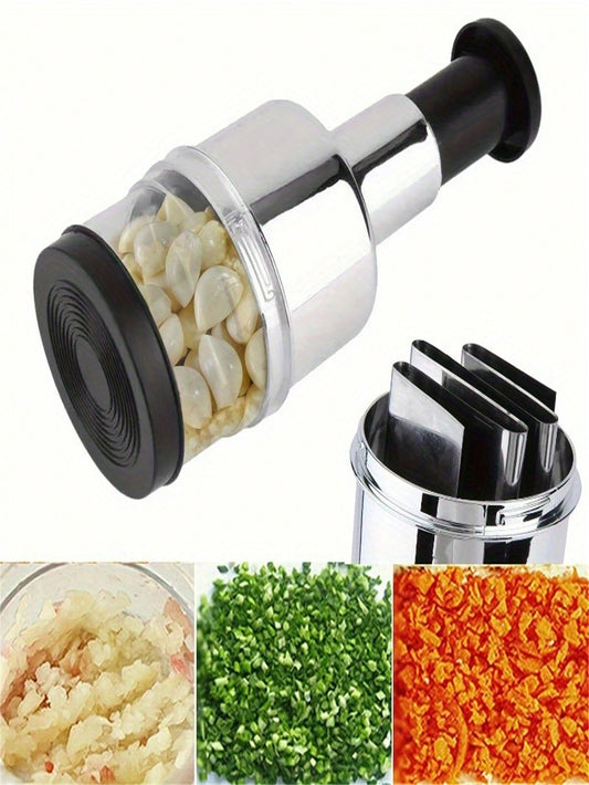 Multifunction Manual Veggie Chopper – Portable Onion, Garlic & Salad Slicer with Container