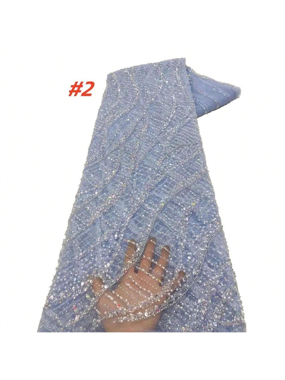 African Premium Beaded Glamour Lace Sequin Fabric for Bridal & Party Wear