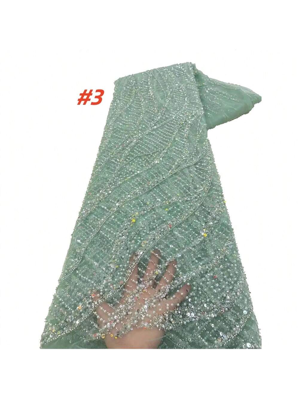 African Premium Beaded Glamour Lace Sequin Fabric for Bridal & Party Wear