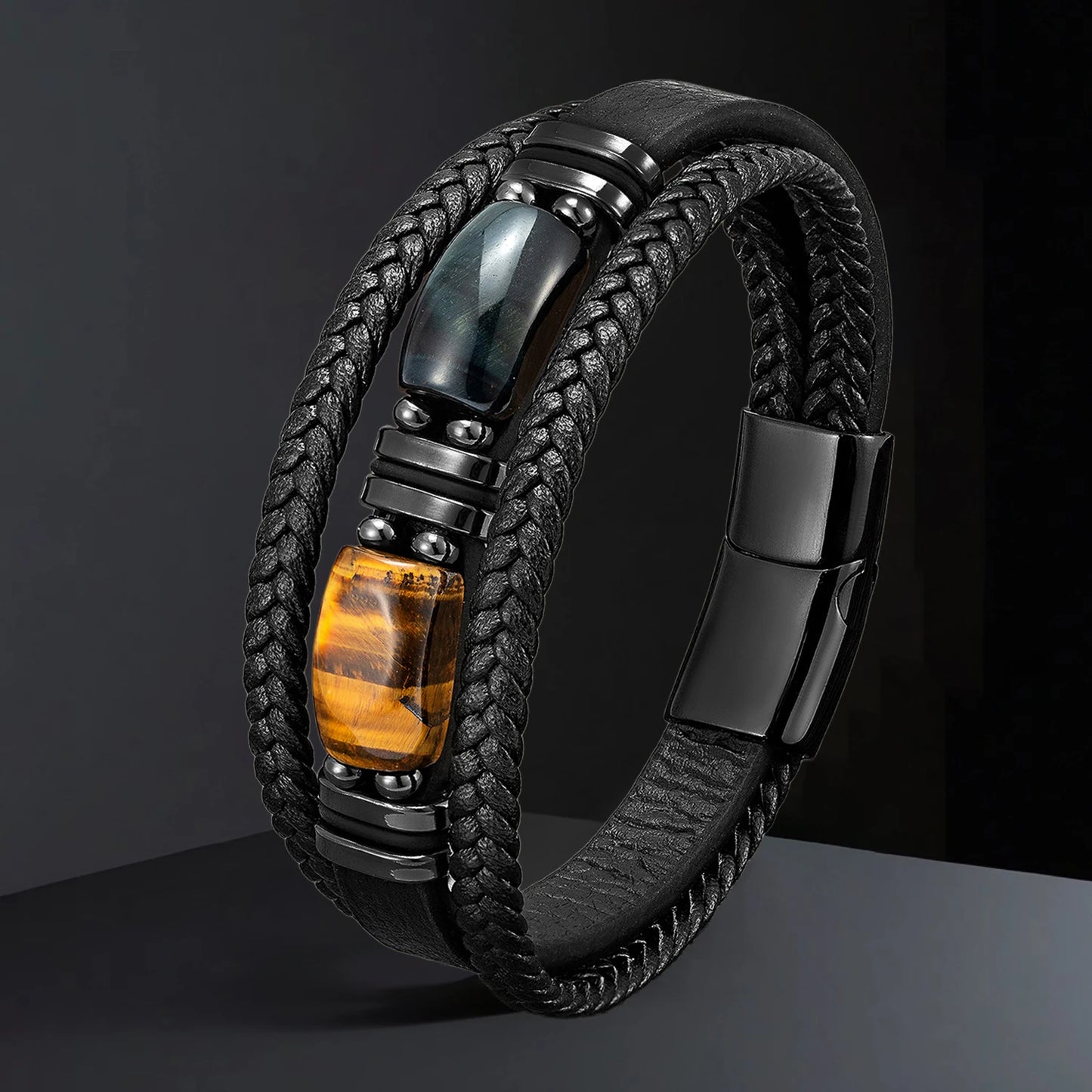 Natural Stone Leather Bracelet