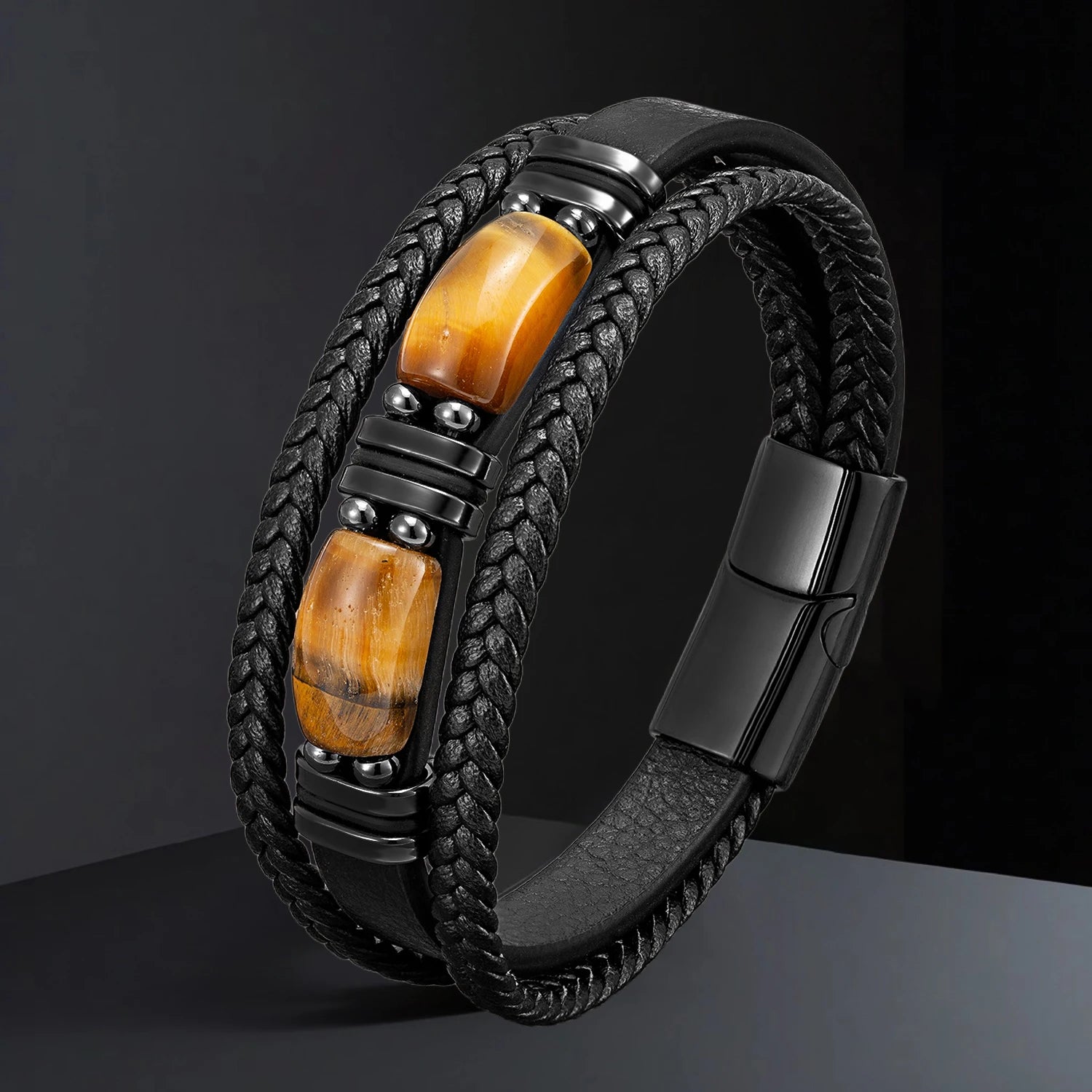 Natural Stone Leather Bracelet
