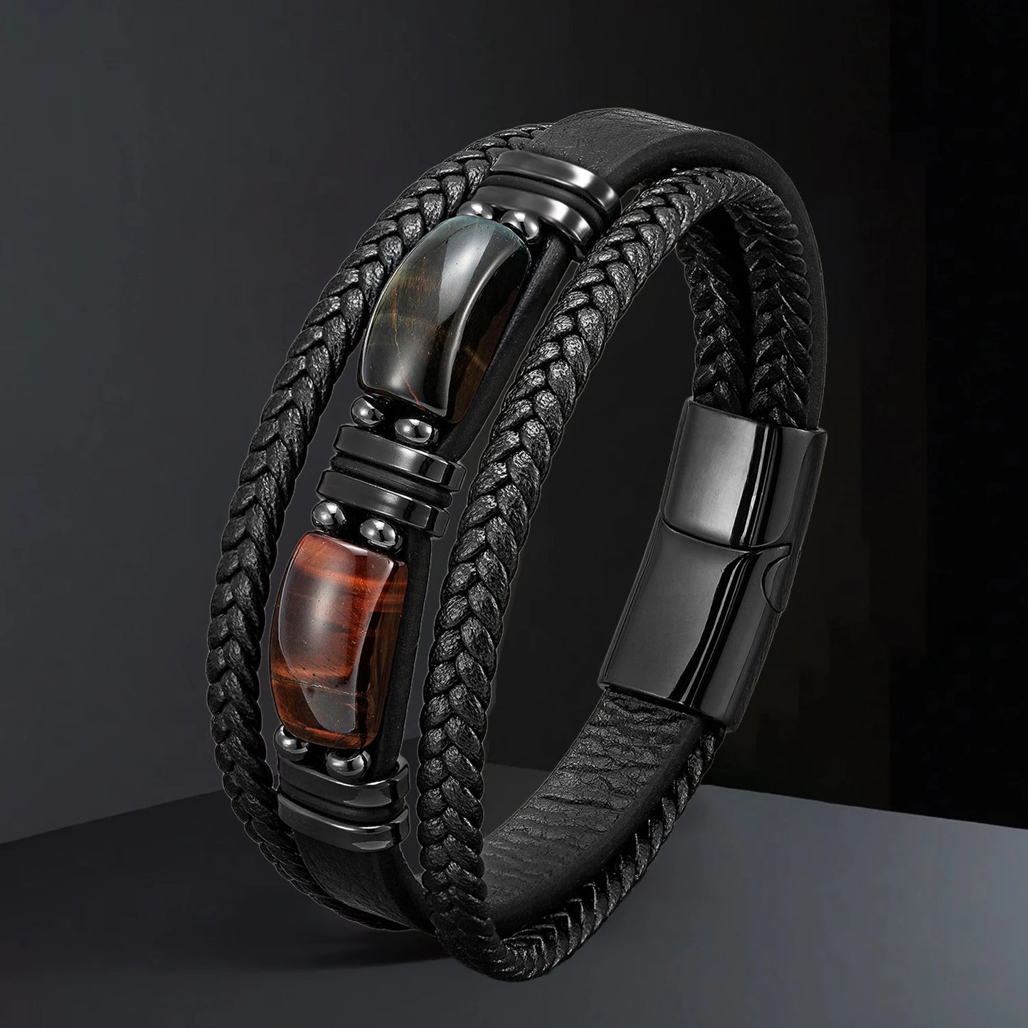 Natural Stone Leather Bracelet