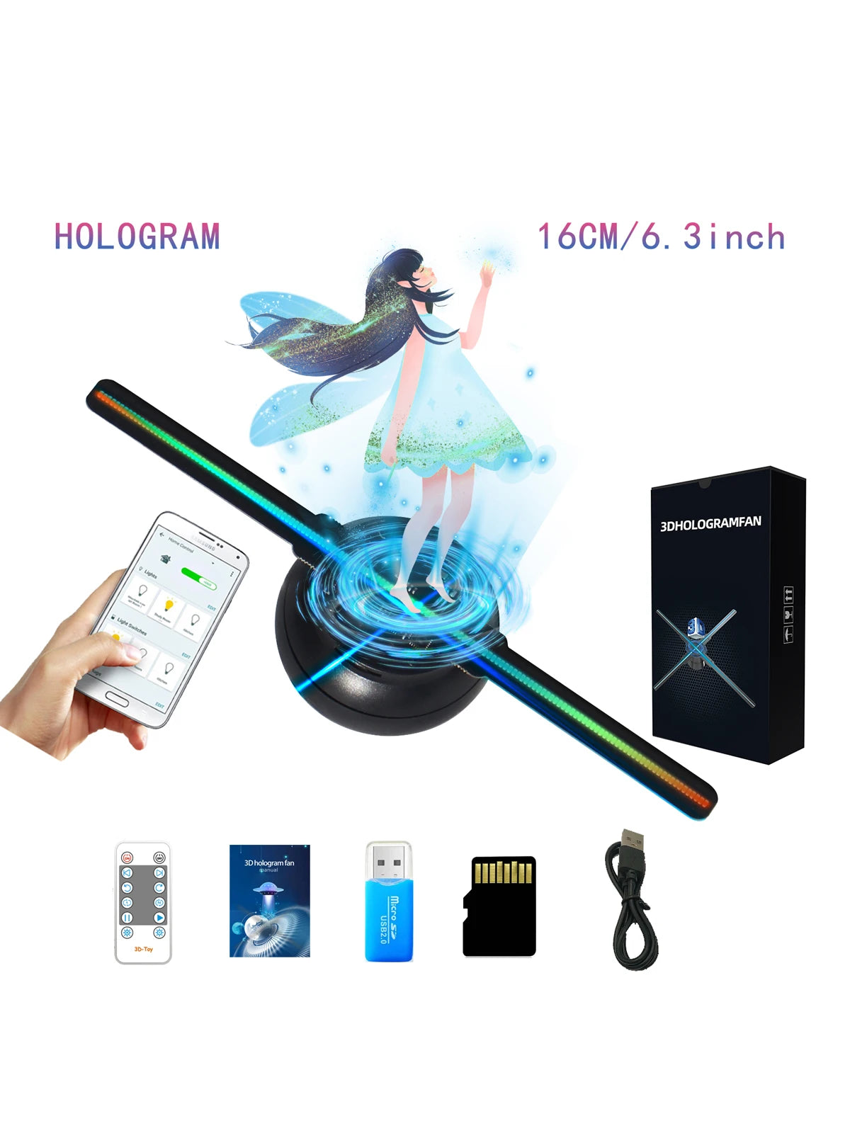 Portable 3D Hologram LED Fan