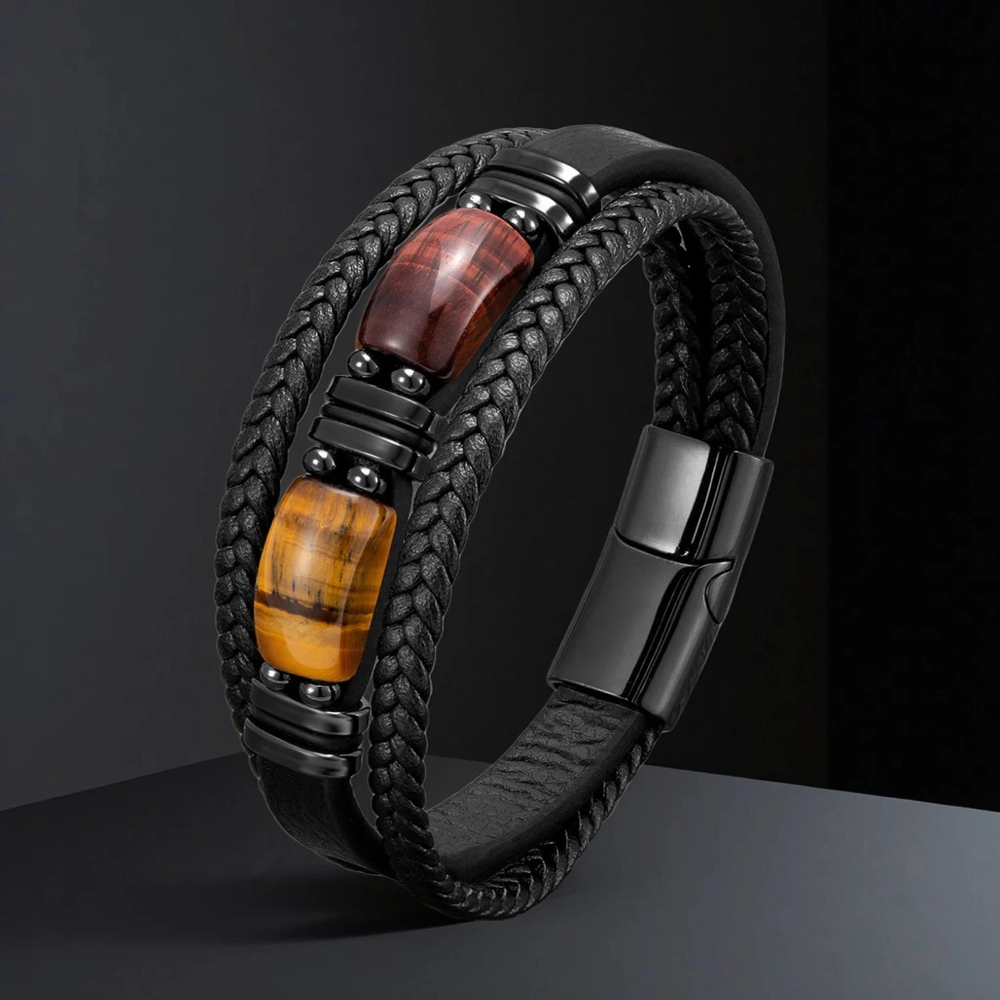 Natural Stone Leather Bracelet