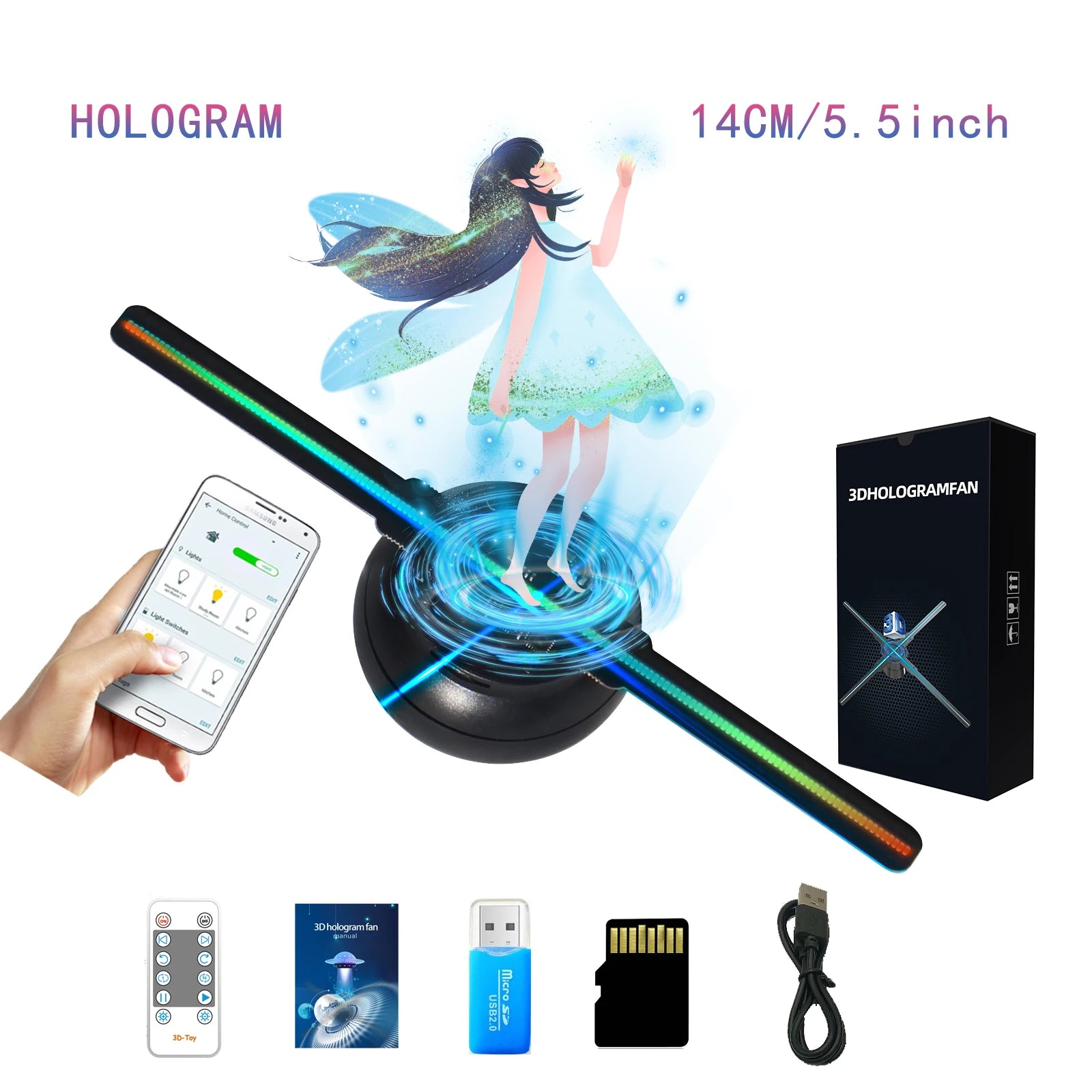 Portable 3D Hologram LED Fan