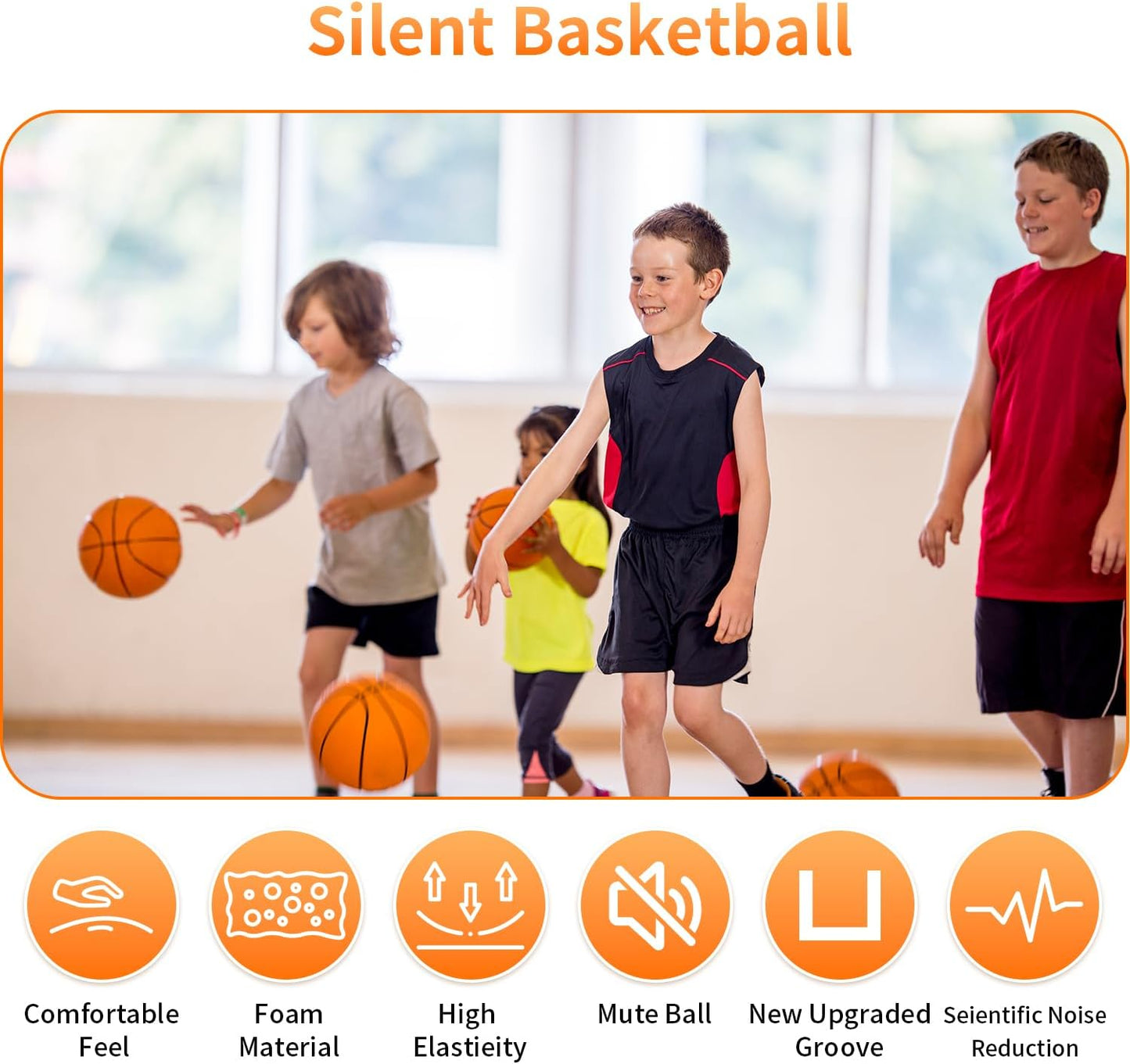 Silent Basketball for indoor Fun aand practice (sizes No.7-9.4 Inches)